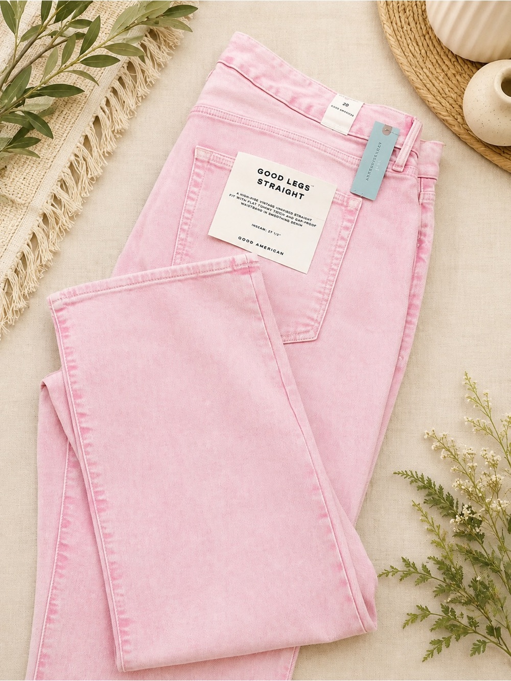 NWT Good American Mineral Rose Quartz Straight-Leg Women’s Jeans